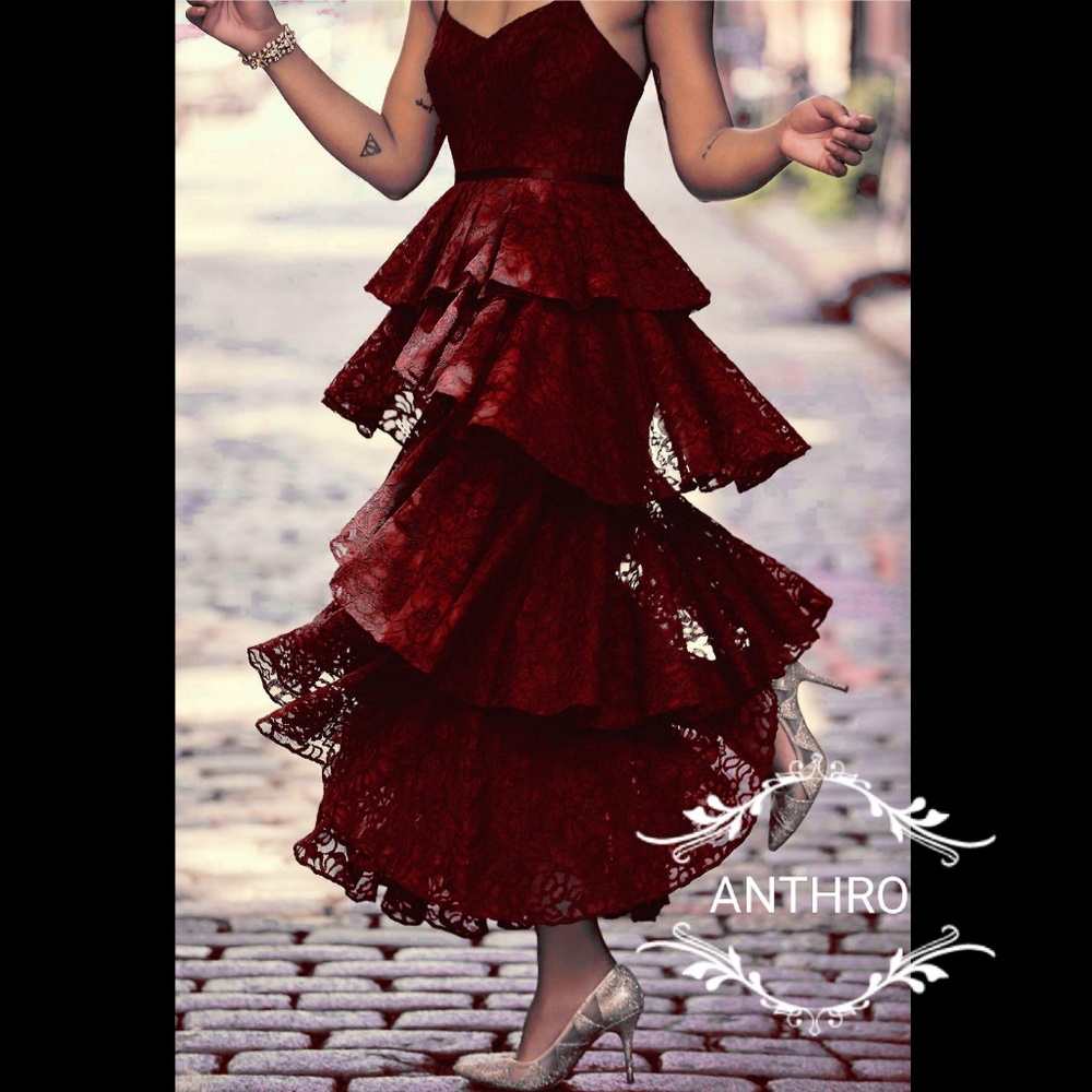 π₯ Anthropologie BHLDN Ruby Wine Dress - Picture 7 of 7
